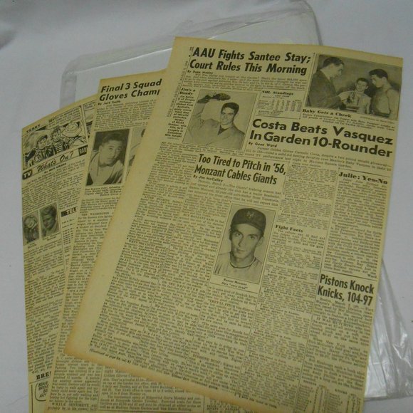 Rare New York's picture Newspaper Saturday March 3, 1956 Costa Defeats Vasquez - Picture 3 of 9